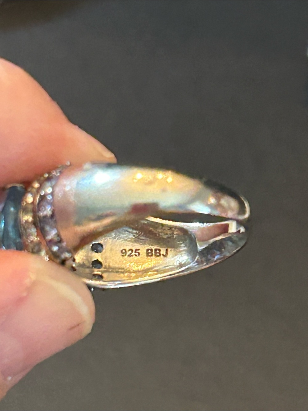 6.37CT Blue Topaz & .58CT Tanzanite w/.42CT White Topaz 925 Sterling Silver Ring - Picture 3 of 15